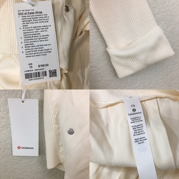 NWT $168 Lululemon Still At Ease Wrap Cardigan Sweater Angel Wing Size 10 - Picture 14 of 15